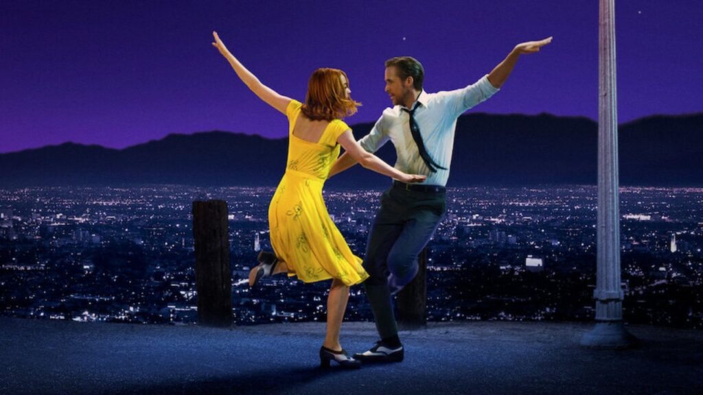 La La Land romantic musical scene with Ryan Gosling and Emma Stone