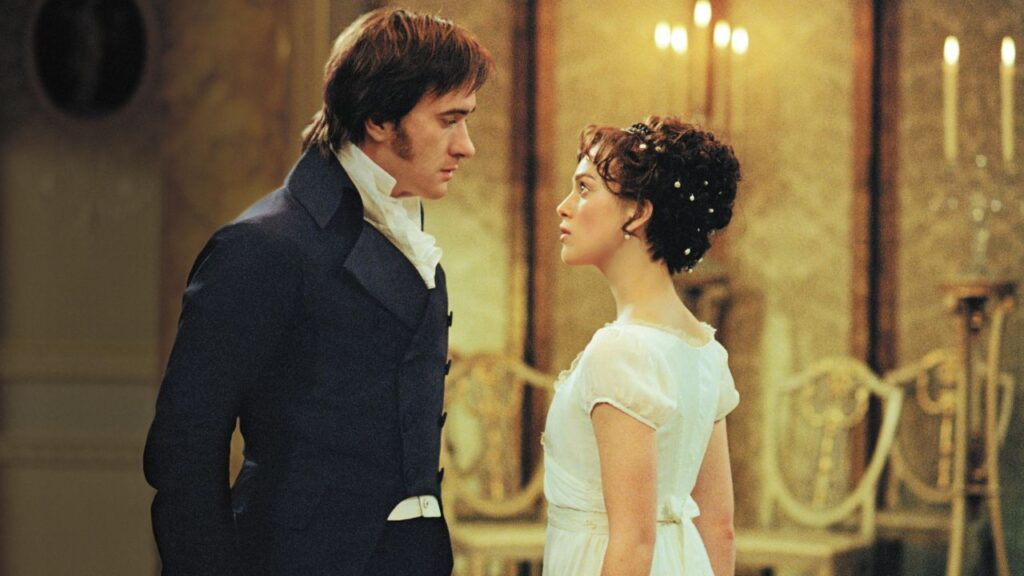 Pride and Prejudice romantic moment of Elizabeth Bennet and Mr. Darcy